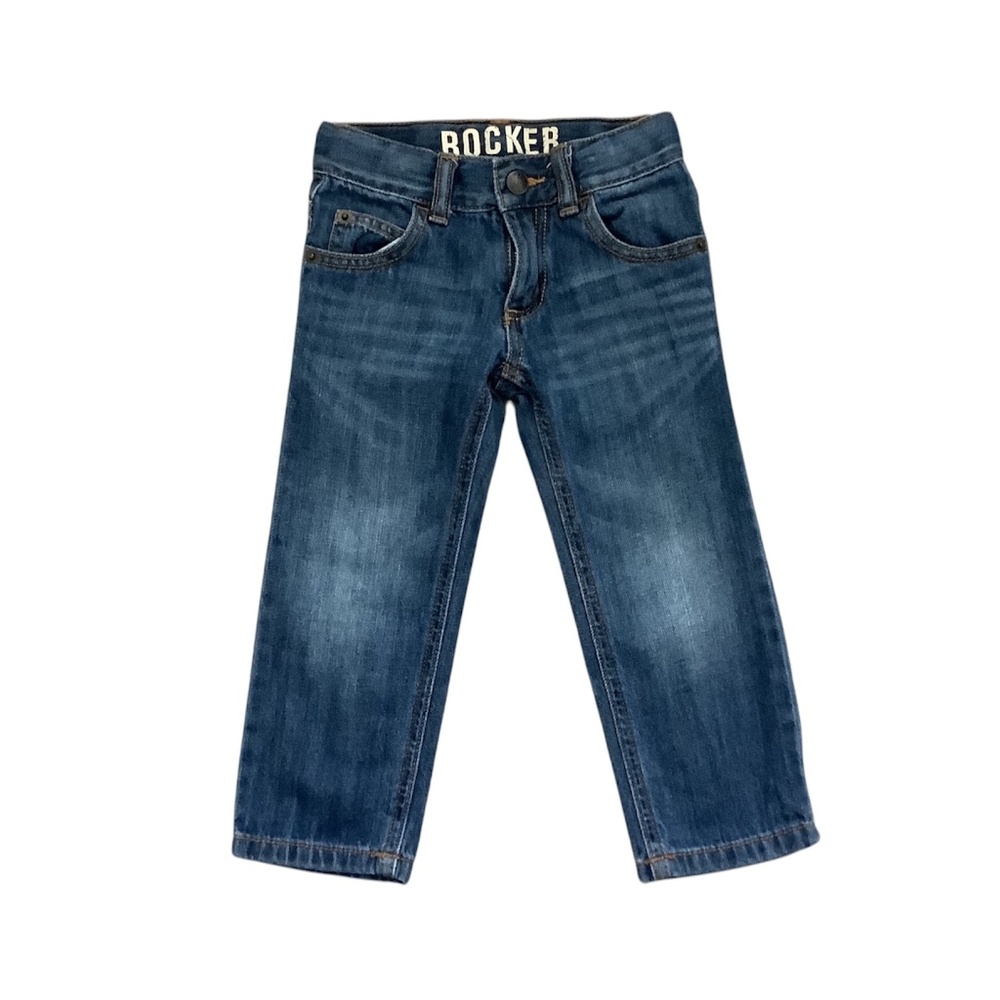Crazy 8 Boys Jeans Sz 2 2T Blue Rocker Adjustable Waist Denim Pants EUC